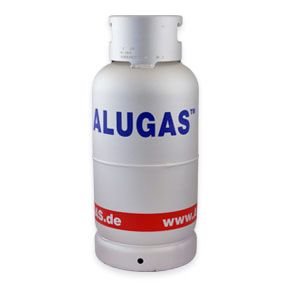 14 kg Alugas Treibgasflasche aus Aluminium mit CLICK-ON-Anschluss, leicht und rostfrei – ideal für Stapler, Gewerbe und Industrieanwendungen