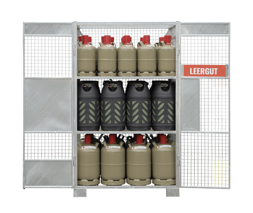Sichere Gitterbox für Gasflaschen aus verzinktem Stahl – ideal zur Lagerung im Außenbereich